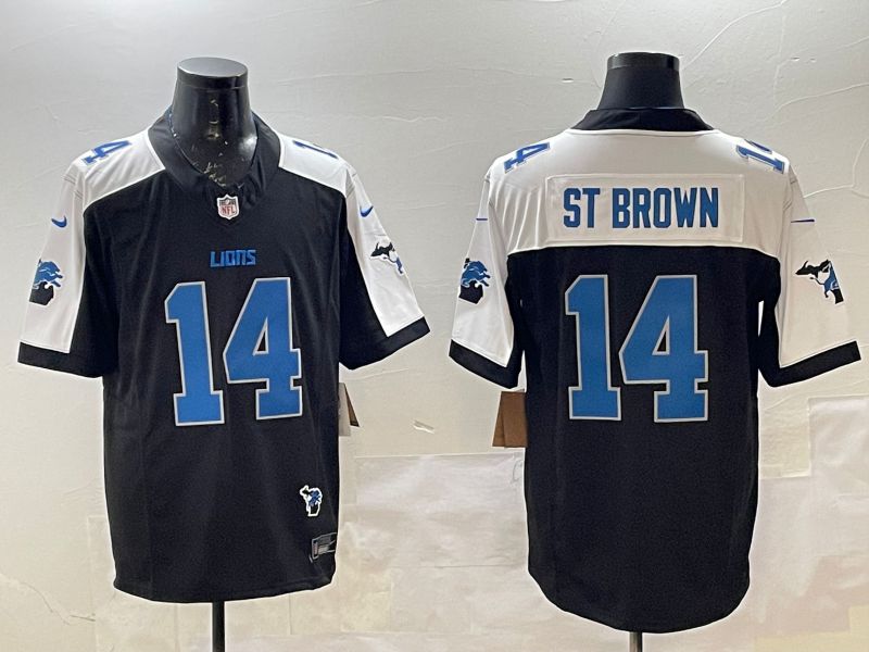 Men Detroit Lions #14 St Brown Black Thanksgiving three generations 2025 Nike Limited NFL Jersey style 4->washington commanders->NFL Jersey